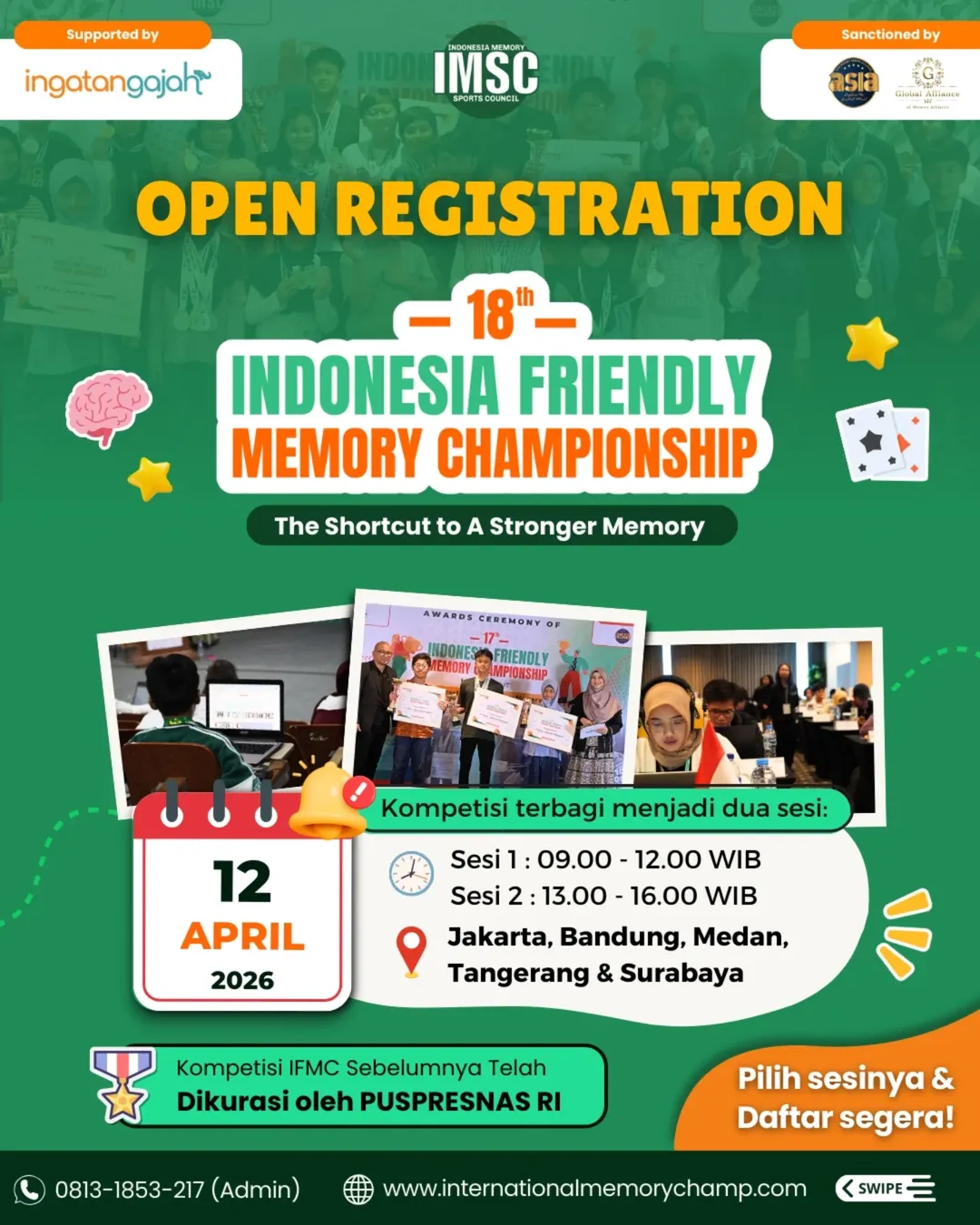 🎉 DIBUKA PENDAFTARAN- 18TH INDONESIA FRIENDLY MEMORY CHAMPIONSHIP❗Kompetisi memory sports 18t