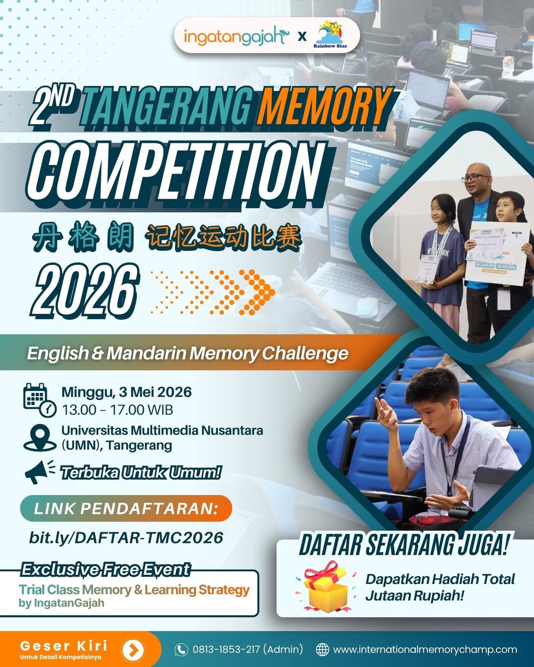 🚨 KOMPETISI DAYA INGAT TERBESAR DI TANGERANG KEMBALI HADIR! 🚨Siap untuk menguji daya ingat dan